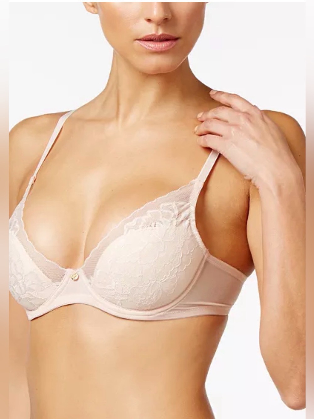 Natori Flora Contour Underwire T-Shirt Bra 721150 Pink/Ivory New Size 34C